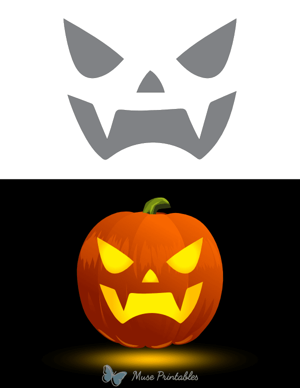 Vampire Jack-o'-lantern Face Pumpkin Stencil