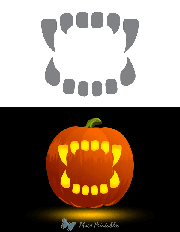 Vampire Teeth Pumpkin Stencil