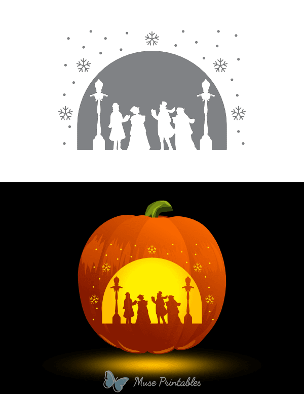 Victorian Christmas Carolers Pumpkin Stencil