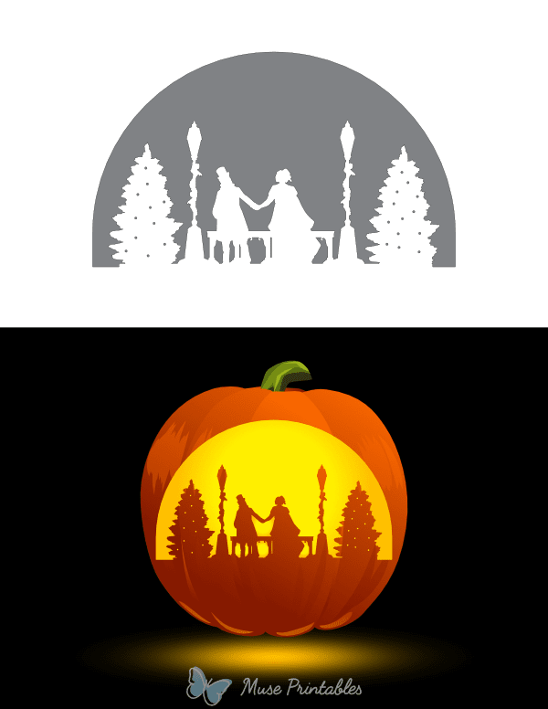 Victorian Winter Street Scene Pumpkin Stencil
