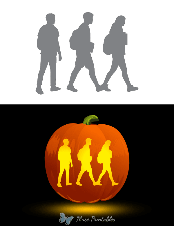 Walking Students Pumpkin Stencil