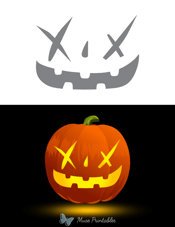 X Eyes Jack-o'-lantern Pumpkin Stencil
