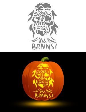 Zombie Brains Pumpkin Stencil