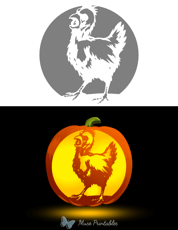 Zombie Chicken Pumpkin Stencil