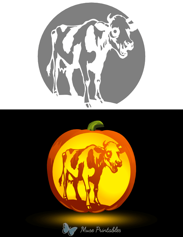 Zombie Cow Pumpkin Stencil