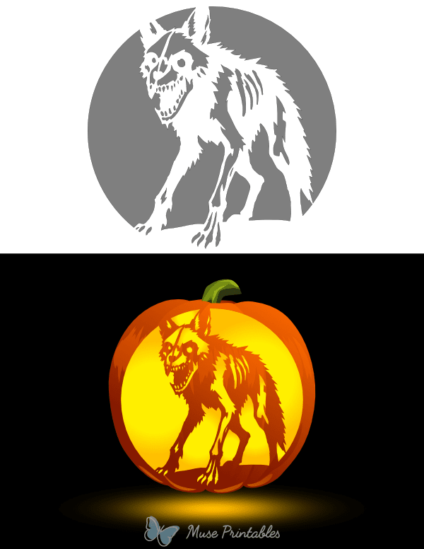 Zombie Coyote Pumpkin Stencil