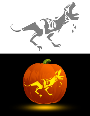 Zombie Dinosaur Pumpkin Stencil