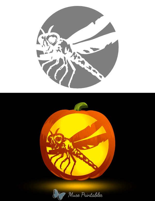 Zombie Dragonfly Pumpkin Stencil