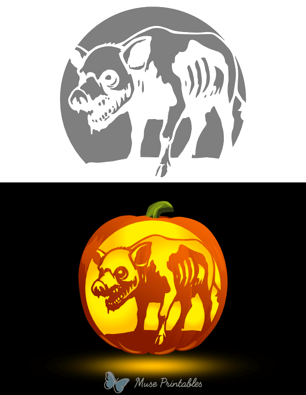 Zombie Pig Pumpkin Stencil