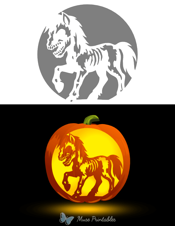Zombie Pony Pumpkin Stencil
