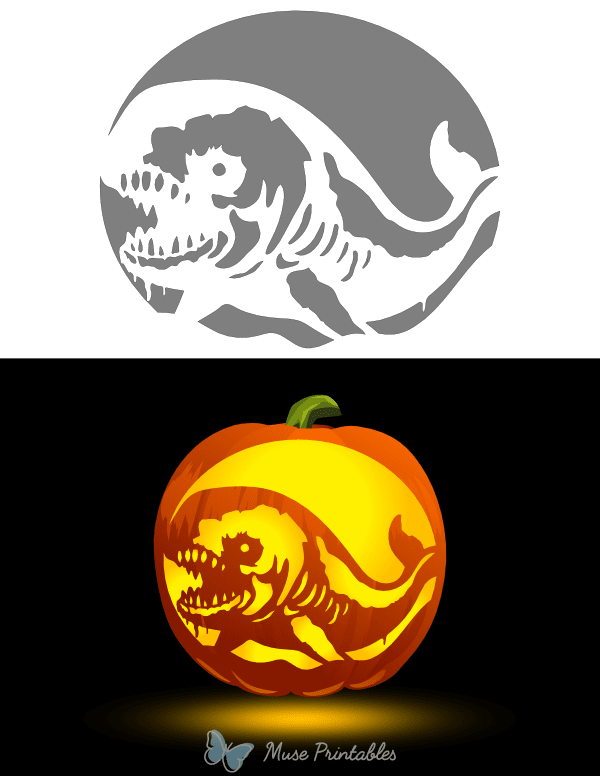 Zombie Whale Pumpkin Stencil