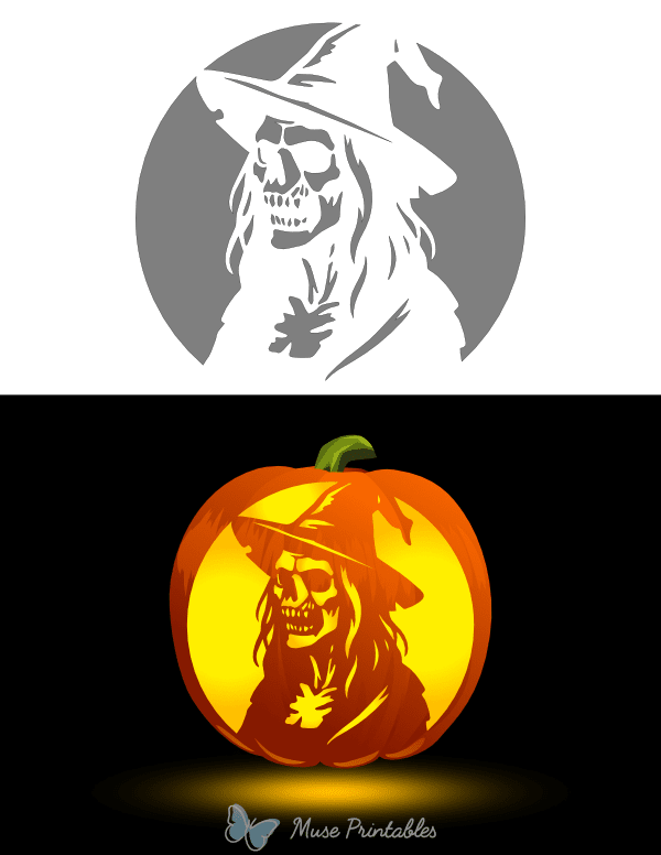 Zombie Witch Pumpkin Stencil