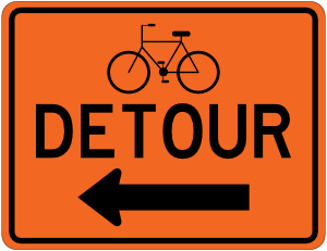 Bicycle Detour Left Sign