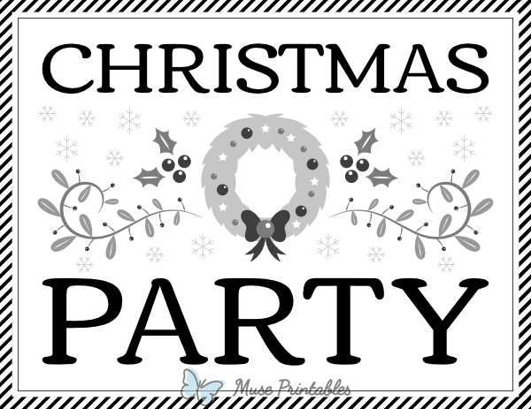 Black and White Christmas Party Sign