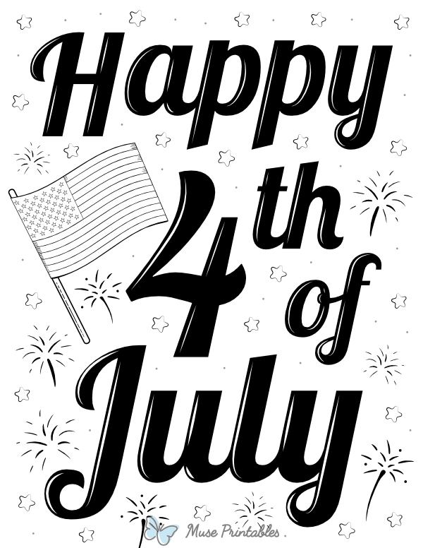 Black and White Happy 4th of July Sign