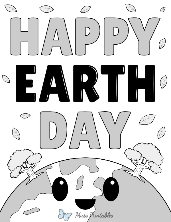 Black and White Happy Earth Day Sign