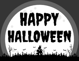 Black and White Happy Halloween Sign
