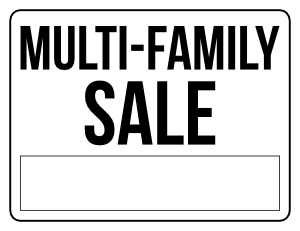 Black and White Multi Family Sale Sign