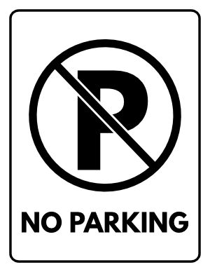 Black and White No Parking Sign