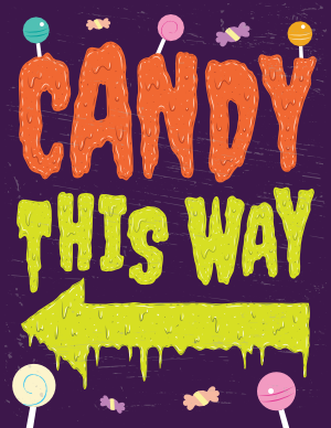 Candy This Way Left Arrow Sign