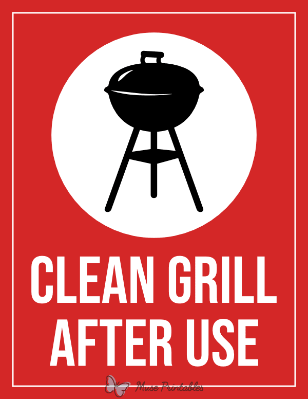 Clean Grill After Use Sign
