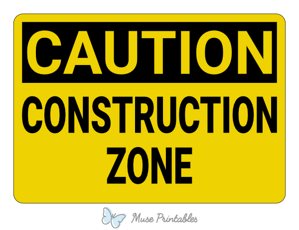 Construction Zone Caution Sign