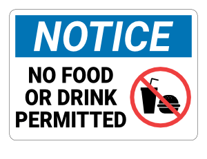 No Food Or Drink Permitted Notice Sign