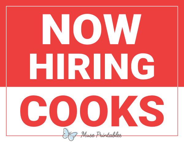 Now Hiring Cooks Sign