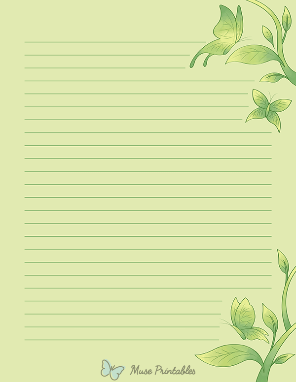 Green Butterfly Stationery