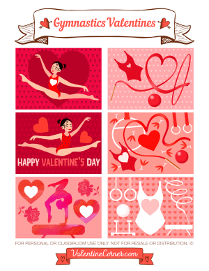 Gymnastics Valentine's Day Cards