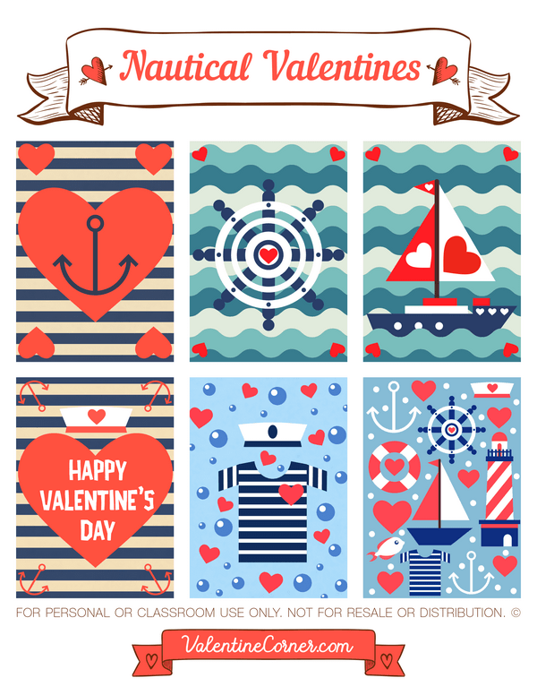Nautical Valentine's Day Cards