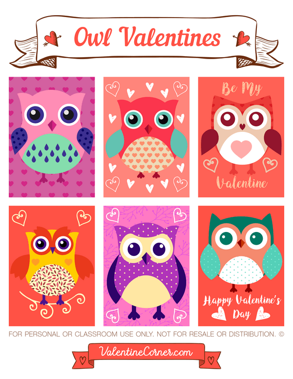 Owl Valentine's Day Cards