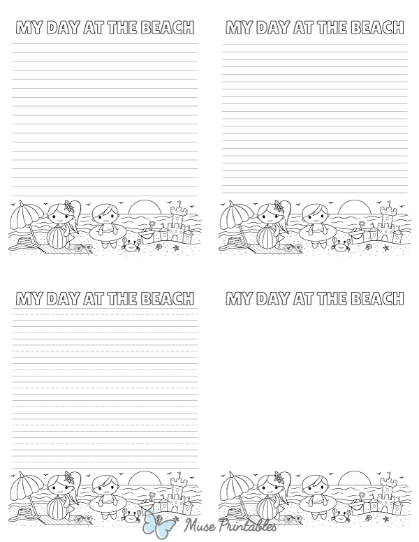 My Day At the Beach Writing Templates