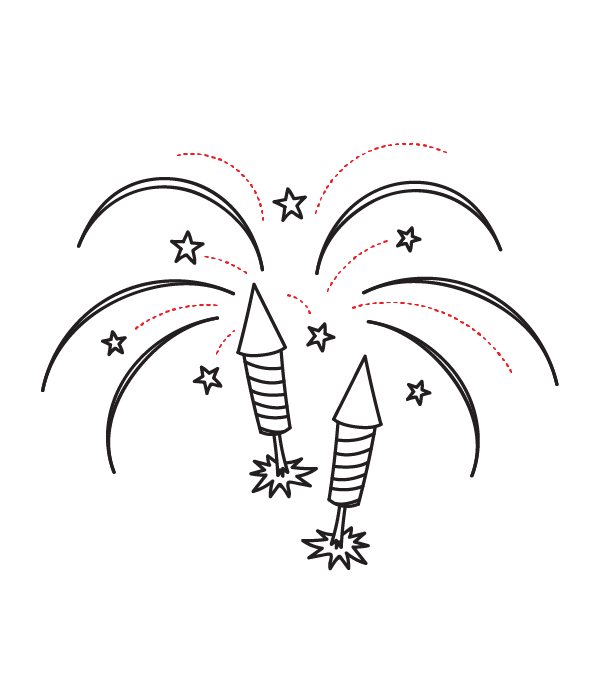How to Draw  4th of July Fireworks - Step 13