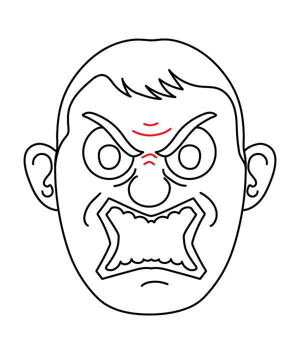 How to Draw an Angry Face - Step 18