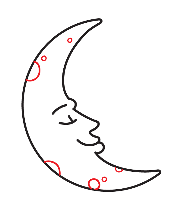 How to Draw a Crescent Moon with a Face - Step 10