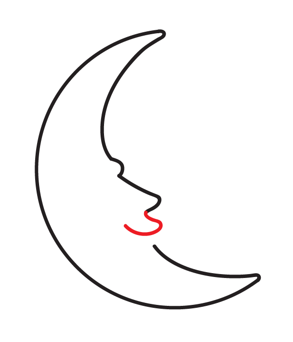 How to Draw a Crescent Moon with a Face - Step 6