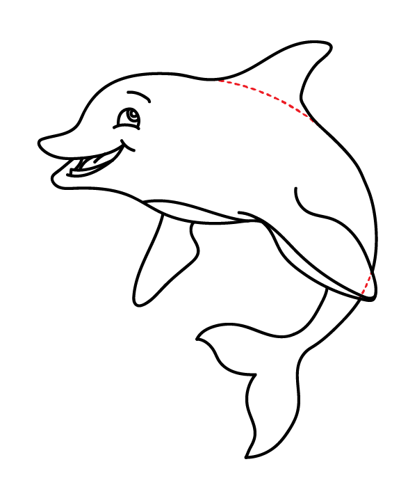 How to Draw a Cute Dolphin - Step 14
