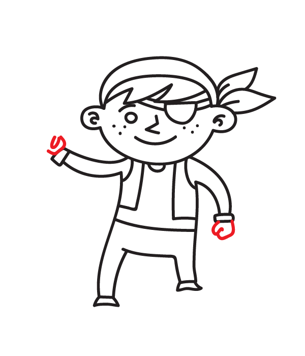 How to Draw a Cute Pirate - Step 18