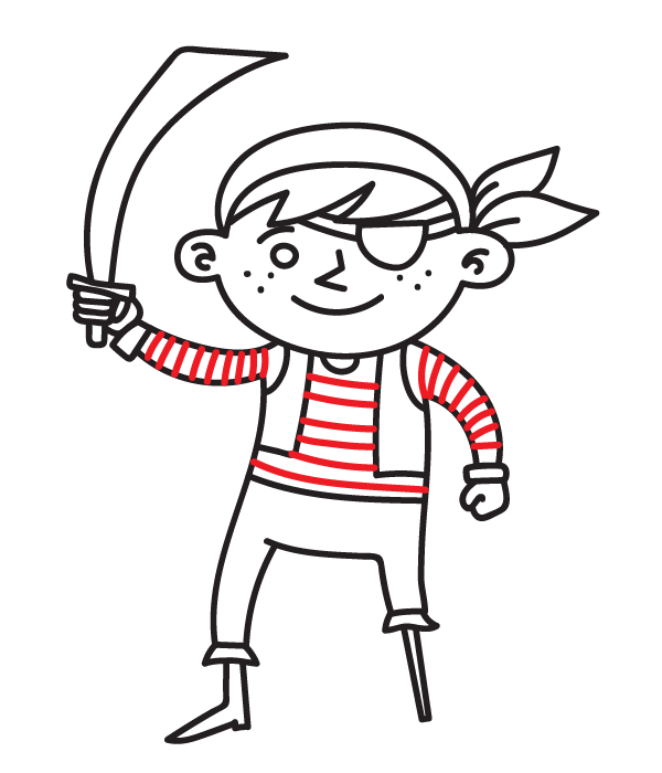 How to Draw a Cute Pirate - Step 22