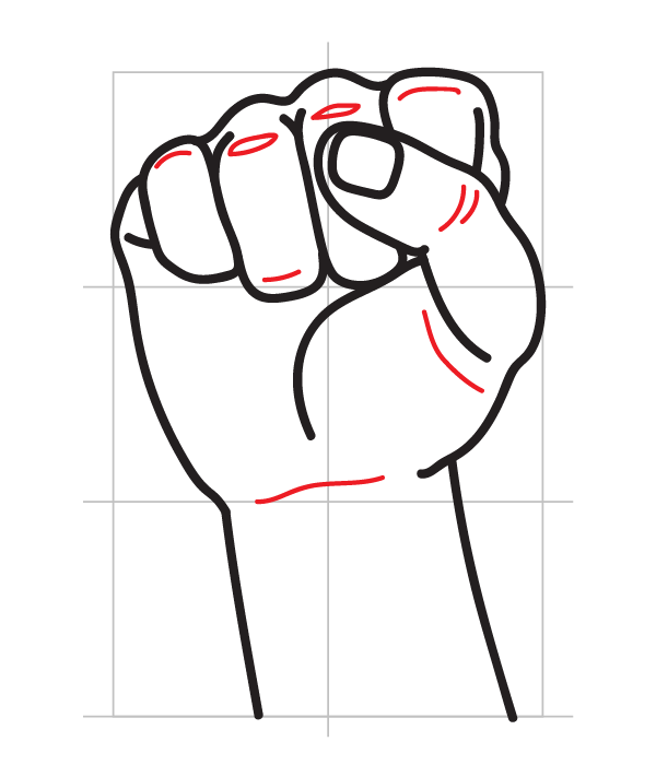 How to Draw a Fist - Step 14