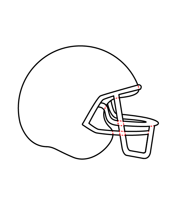 How to Draw a Football Helmet - Step 14