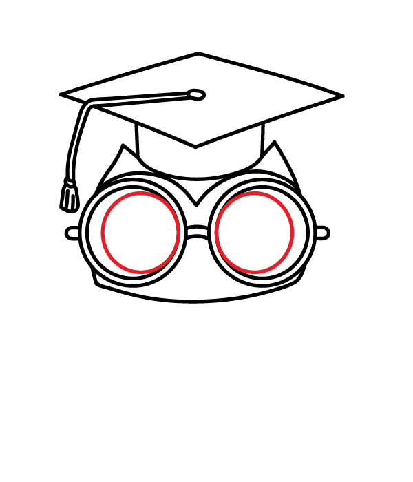 How to Draw a Graduation Owl - Step 16
