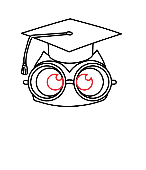 How to Draw a Graduation Owl - Step 17