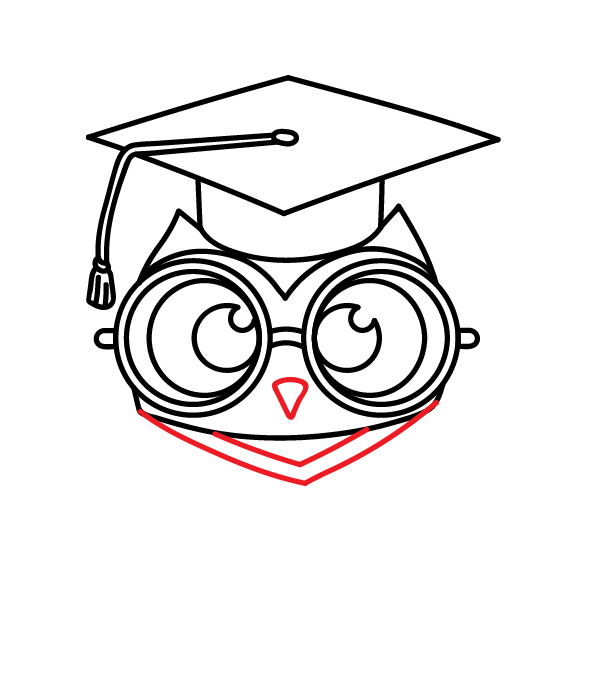 How to Draw a Graduation Owl - Step 18