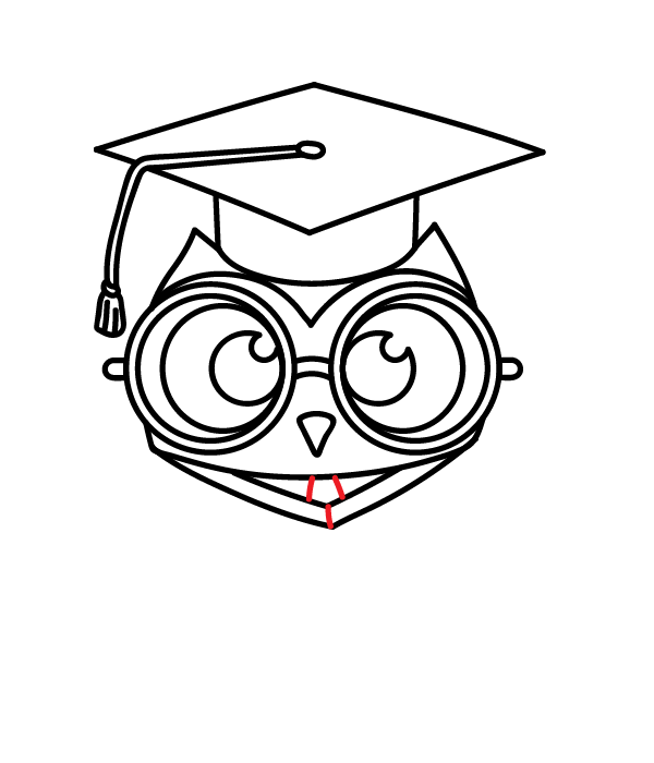 How to Draw a Graduation Owl - Step 19
