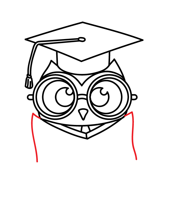 How to Draw a Graduation Owl - Step 20