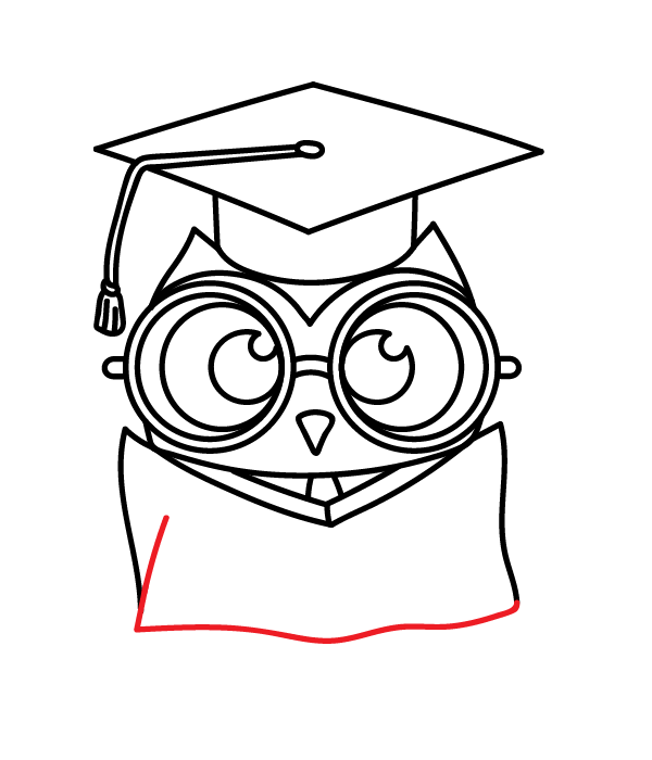 How to Draw a Graduation Owl - Step 21