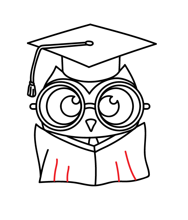 How to Draw a Graduation Owl - Step 22