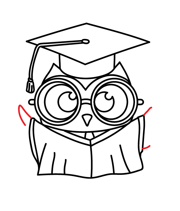 How to Draw a Graduation Owl - Step 24